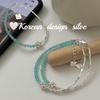 Joyería Versátil de Alta Gama Estilo Ins Coreano Plata Esterlina S925 Amazonita Facetada Diseño de Pulsera de Tubo de Plata para Mujer