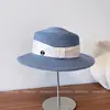 Estilo Hepburn Moda Cinta Protector Solar Sombrero de Paja Mujer Verano Elegante Versátil Elegante Sombrero de Copa Plana Sombrero de Sol para Viajes al Aire Libre