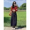 Suéter de Punto de Manga Larga con Cuello Polo Rojo Retro para Mujer, Diseño Nicho con Sentido del Estilo para Principios de Primavera, Adelgazante, Camiseta Interior Básica