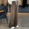 Pantalones de pierna ancha para mujer, de color liso, cintura alta con cordón, estilo casual holgado, pantalones de punto, moda simple, nueva colección Primavera/Verano 2026