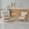 Sofá de Tela Minimalista Nórdico para Ocio, Desmontable y Lavable, de un Solo Asiento, Adecuado para Apartamentos Pequeños, Sala de Estar, Balcón, con Juego de Mesa y Sillas de Madera Maciza