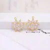 18k Ouro Verdadeiro Pentagonal Repolho Micro-incrustado Zircão Acessórios Borboleta Pulseira Pendurado DIY Colar Brincos Pingente D103