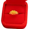 Anillo de Flor de Rosa Dorada de Hong Kong de Alta Imitación Genuina para Mujer Nuevo Anillo de Flor de Hibisco Abierto Joyería Ajustable
