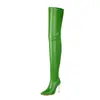 Novas Botas de Cavaleiro da Moda Britânica, Botas Longas Apontadas Acima do Joelho, Botas de Salto Alto Sexy para Dança de Jazz, Tamanhos Grandes 40-48, Exportação