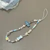 Cámara Azul Estrella Fresca Teléfono Móvil Cordón Hecho a Mano Colgante de Cuentas Ccd Cadena de Teléfono Móvil Colgante de Cadena Popular de Moda D