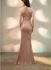 Vestido de noche de alta gama para mujer, lujo ligero, temperamento de socialité, banquete de alta gama, sentido avanzado, vestido largo de sirena con lentejuelas