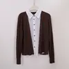 Camisa Estilo Old Money Gola Lapela Manga Longa Falso Duas Peças Top Feminino Outono Inicial Uso Diário Trabalho Bloco de Cores Tricô Trançado Suéter de Lã