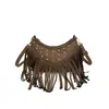 Bolso Cruzado de Remaches Estilo Americano con Borla de Personalidad para Mujer Verano 2025 Nicho Retro Casual Versátil Bolso de Hombro Tipo Dumpling