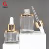 Nuevo set dorado de hombros botella gotero de vidrio botella cilíndrica de hombros planos para esencia 30ml material de embalaje cosmético botella para esencia