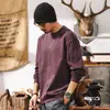 Camiseta de manga larga para hombre con textura de bambú, nueva colección primavera 2026, morado dopamina, corte holgado, estilo simple, al por mayor