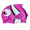 Touca de Natação Infantil de Silicone em Formato de Peixe, Touca de Natação Impermeável Fofa de Desenho Animado com Proteção para Ouvidos, Touca de Natação para Treinamento de Estudantes, Touca de Natação Estampada