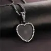 Colgante de Gema de Tiempo en Forma de Corazón con Fondo de Diamante de 25 mm Hip-Hop diy Regalo Hecho a Mano Colgante de Amor Cierre Perforación Completa
