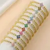 Pulsera de Abalorios Estilo Europeo y Americano de Trébol de Cuatro Hojas con 12 Piedras de Nacimiento, Moderna y Elegante, Pulsera Estilo Retro de Lujo Ligero para Mujer