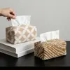 Caja de pañuelos de tela de cuatro hojas estilo Ins retro para mesa de centro de sala de estar en casa, caja de pañuelos extraíble de jacquard, caja de pañuelos para decoración de coche