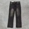 Jeans preto cinza masculino estilo americano, corte justo, stretch, divino, aumenta a altura, perna reta, micro flare, fio, lavagem onda d'água