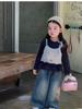 Camiseta Falsa de Duas Peças com Manga Longa para Meninas Roupas de Outono 2026 Nova Roupa Doce para Crianças Camiseta Patchwork com Estampa de Urso para Menininhas