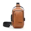 Nueva bolsa de pecho para hombre de PU con cerradura de contraseña antirrobo, bolsa de hombro de gran capacidad para el trabajo, bolso de mano, bolsa cruzada, bolsa USB