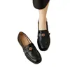 Mocasines Retro de Cuero Suave con Camelia para Mujer, Novedad Otoño 2026 Estilo Británico Elegantes Zapatos sin Cordones