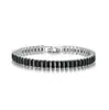 Pulsera de Tenis con Diamantes Negros de Zirconia Completos Hip-Hop Transfronteriza para Hombres y Mujeres, Pulseras Redondas y Rectangulares, Venta al por Mayor Caliente Transfronteriza