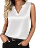 2026 Verão Europeu e Americano Transfronteiriço Amazon Camisola Feminina de Cetim Decote V Casual Sem Mangas Camisa Top