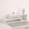 Suporte Elevatório para Computador Expansível de Camada Dupla com Gavetas, Adequado para Mesas e Escritórios, Armazenamento Elevado com Organização Estilo Gaveta