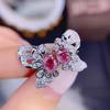 Pendientes Elegantes de Lujo Ligero Estilo Coreano ins Diamante Rosa Morganita Súper Hada Mariposa Pendientes Imitación Natural Argyle Color Polvo Tesoro Pendientes