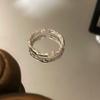 Estilo coreano S925 Sterling Silver ins Minimalista Ouro e Prata Folha de Estanho Anel de Papel para Mulheres