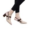 Jinbukang Outwear Toe Sandálias Femininas Primavera e Verão Novos Sapatos de Camada Única Sapatos Femininos de Salto Grosso Pontudo