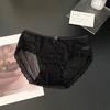 Calzones de Malla de Cintura Baja con Encaje de Pestañas Sexy Puro Negro Calado Francés Diseño Nuevo 2025 para Mujer