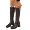 Comercio Exterior Talla Europea Talla Grande 2025 Nuevas Botas Negras para Mujer Tacones Altos Tacón Grueso Punta Cuadrada Caña Ancha Botas Altas
