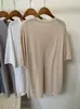Camiseta Feminina de Verão 2026 com Bordas Desfiadas, Manga Curta, Fina e Confortável, Respirável, Modelo Soltinho e Casual