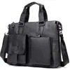 Maletín de cuero para hombre de piel de vaca auténtica, bolso de hombro retro de primera capa de piel de vaca, bolsa para portátil de 14 pulgadas para negocios, venta al por mayor