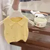 Xian Ning QiPequena Margarida! Conjunto de Regata de Tricô Estilo Coreano e Saia de Renda Francesa para Meninas