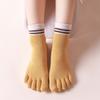 Calcetines de cinco dedos para mujer al por mayor de primavera y otoño a media pantorrilla que absorben el sudor, desodorantes, transpirables, estilo japonés coreano, calcetines con dedos