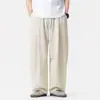 Pantalones holgados de lino sintético ligero talla grande estilo japonés pierna ancha estilo chino talla grande pantalones hombre verano