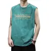 Chaleco Deportivo Lavado Retro Americano para Hombre Sudadera Holgada sin Mangas Fitness Baloncesto Verano Camiseta sin Mangas de Moda