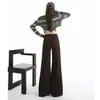 Jeans de Mujer de Color Café Transfronterizos Maillard de Cintura Alta Elásticos con Más Terciopelo Estilo Caliente Otoño/Invierno 2026 Versátiles Cálidos de Campana