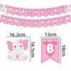 Faixa de Decoração para Chá de Bebê Transfronteiriço Elefante Rosa Menina Primeiro Aniversário Bandeira de Chá de Bebê Topper de Bolo