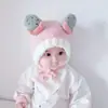 Gorro de otoño e invierno para bebé de 0 a 2 años, cálido, lindo, súper lindo, gorro tipo pullover de forro polar de coral, protección para los oídos de invierno para lactantes, a prueba de viento