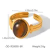 Anel de Aço Inoxidável com Pedra Olho de Tigre Transfronteiriço Europeu e Americano, Anel de Estilo Elegante Elegante, Luxo Acessível, High-End, Joias que Não Desbotam para Mulheres