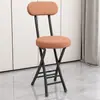 Silla plegable para uso doméstico con respaldo, Silla de comedor portátil para estudiantes universitarios, Silla para dormitorio, Taburete plegable de ocio para balcón, Taburete redondo ahorrador de espacio