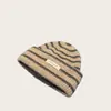 Gorro de punto a rayas estilo coreano para mujer, otoño e invierno, con lana, hilo de colores contrastantes, circunferencia de cabeza grande, hace que la cara se vea más pequeña, gorro cálido para mujer