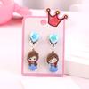 Pendientes de clip para orejas para niños con degradado de viento oceánico, linda princesa de dibujos animados, pendientes para bebés, pendientes que combinan con todo, sin agujeros para las orejas.