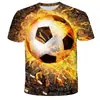 2026 Nueva Camiseta de Manga Corta con Estampado 3D de Patrón de Fútbol Iridiscente Suelta para Hombres y Niños Nueva Moda Camiseta Corta