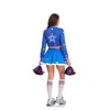 Disfraz de Cheerleader Azul para Mujer, Atuendo de Halloween para Adulto, Traje de Carreras de Chica de Fútbol, Atuendo de Escenario para Actuación