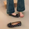 Zapatos Planos tipo Ballet Mary Jane Casual Estilo Coreano con Lazo 2026 Primavera y Otoño Estilo Celebridad de Internet Zapatos de una Sola Pieza con Lunares y Punta Cuadrada