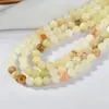 Pedras Soltas de Safira Flor Natural, Contas Redondas de Jade Bege, Acessórios para Joias DIY com Miçangas Feitas à Mão, Pulseiras, Colares