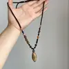 Estilo Zen Chino~Colgante de Caramelo con Hueso de Oliva Collar Largo con Cuentas de Madera para Mujer Estilo Antiguo Nuevo Accesorios de Cadena para Suéter Chinoiserie