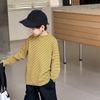 Aimo Beibei 2024 Outono Camisetas Versáteis Infantis para Meninos e Meninas Roupa Básica com Gola Alta Meia-Calça Listrada