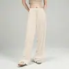 AiLO Mesmo Estilo Europeu e Americano Transfronteiriço Calças de Perna Reta Femininas Cintura Elástica Cordão Verão Soltas Comprimento Total Perna Larga Yoga Calças Longas